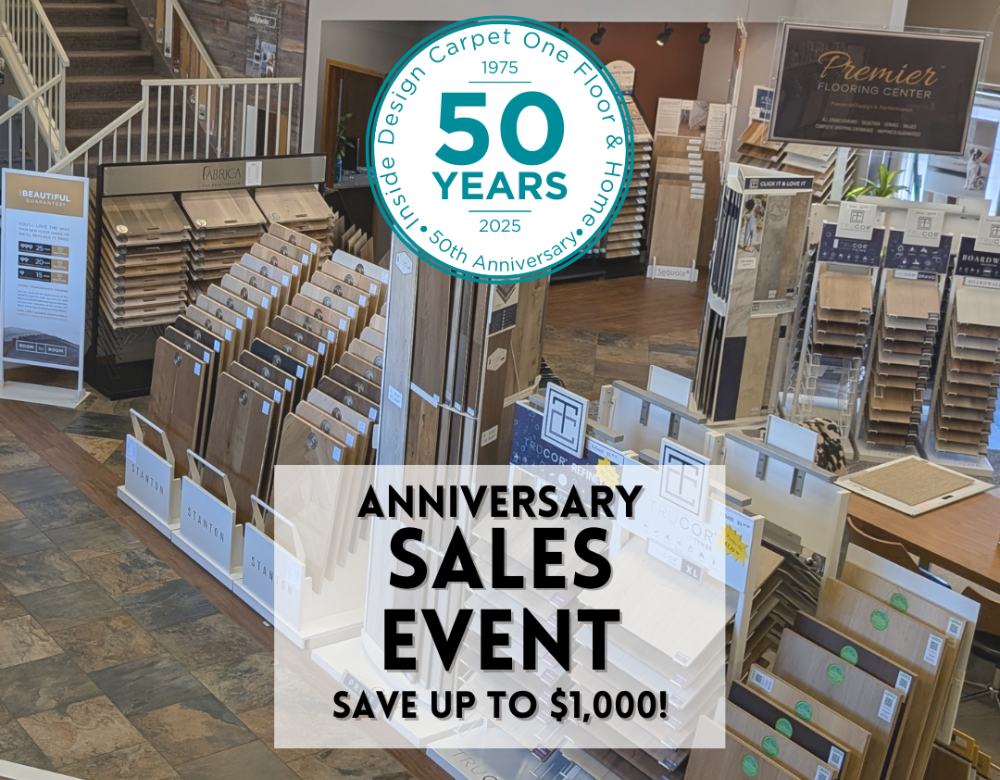 In-store photo with 50th anniversary seal and details.